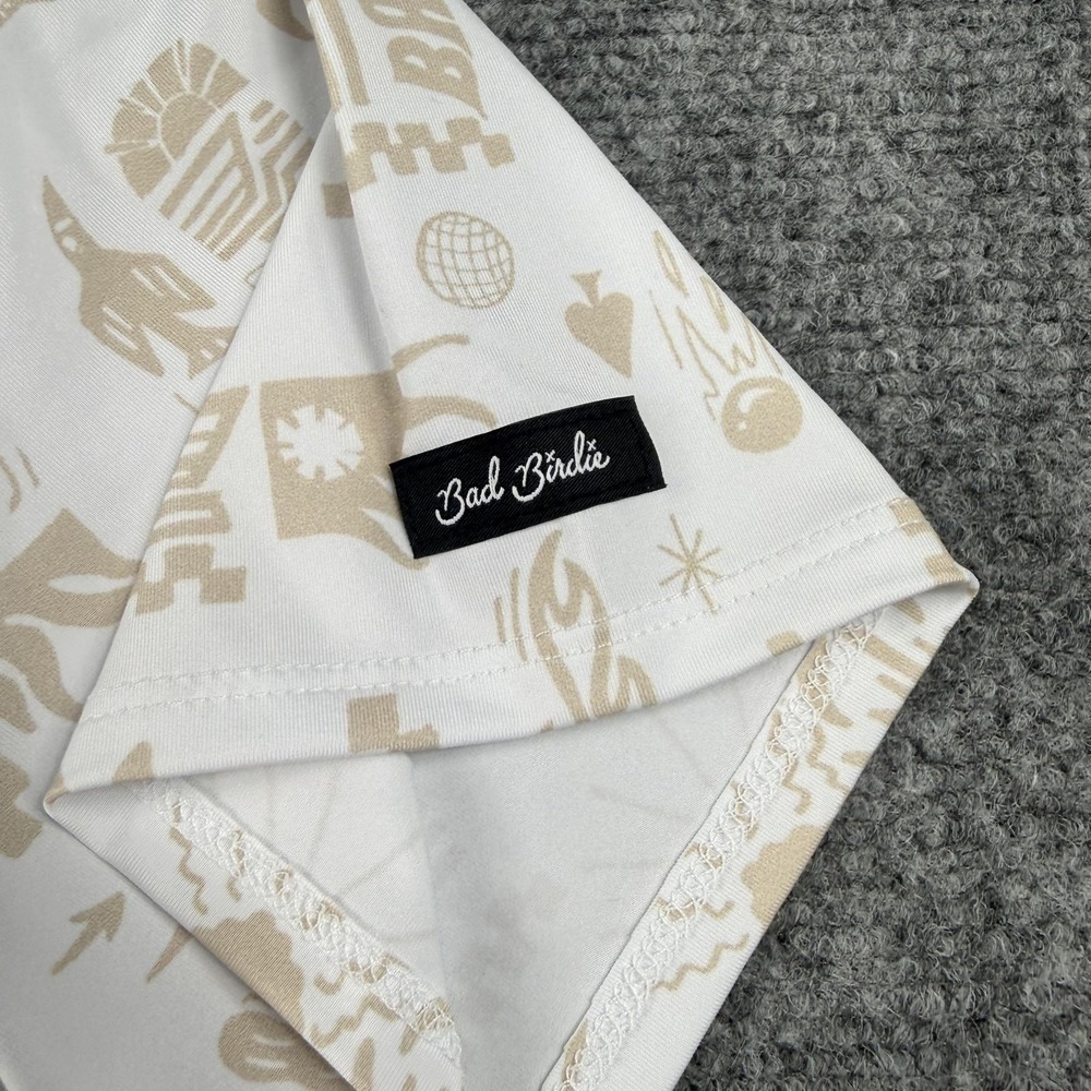 Bad Birdie Core Polo Shirt Womens Large White Dry Heat Stucco Golf‎ Desert Print - Picture 2 of 7